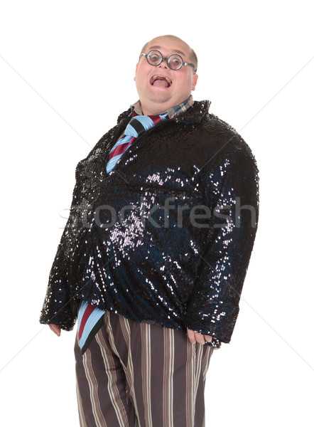 Elhízott férfi divat értelem jókedv portré Stock fotó © Discovod