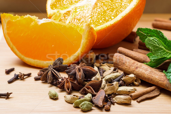 Multicolored spice with orange closeup Stock photo © Discovod