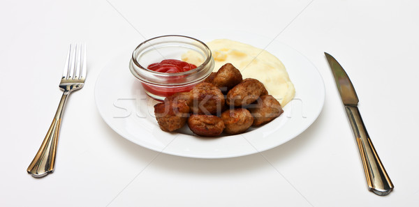 Fotografie placă alb cină carne Imagine de stoc © Discovod