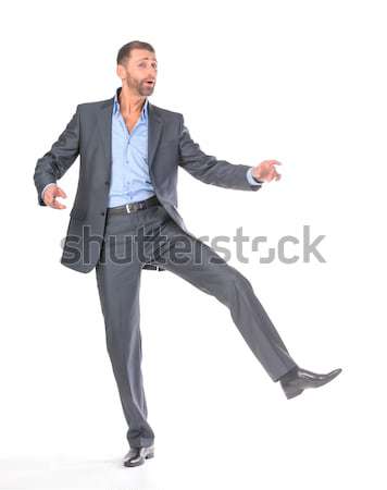 Portret dansen zakenman witte business Stockfoto © Discovod