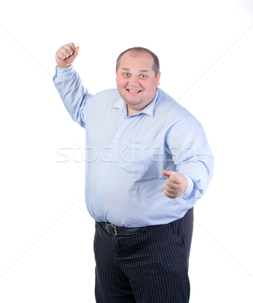 快樂 胖子 藍色 襯衫 孤立 男子 商業照片 © Discovod