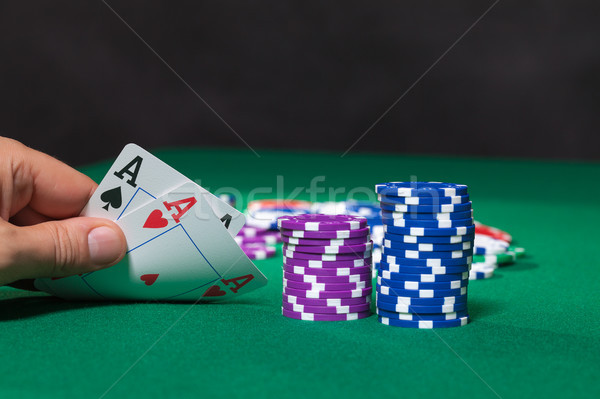 Colorful poker chips and two Ace Stock photo © Discovod