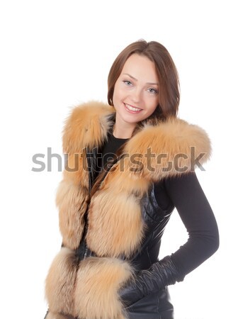 Stylish woman in winter fur jacket Stock photo © Discovod