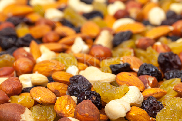 Foto stock: Mezcla · nueces · pasas · primer · plano · frutas · energía