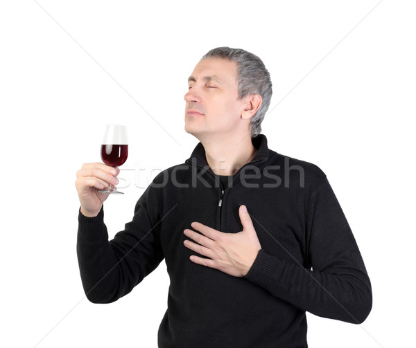 Man holding a glass of red port wine Stock photo © Discovod