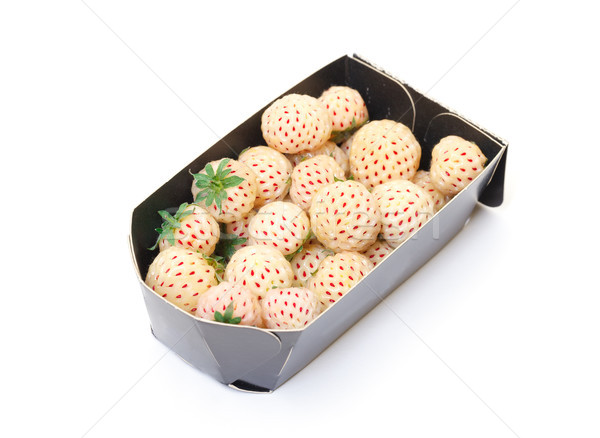 Fehér eprek papír doboz közelkép étel Stock fotó © Discovod