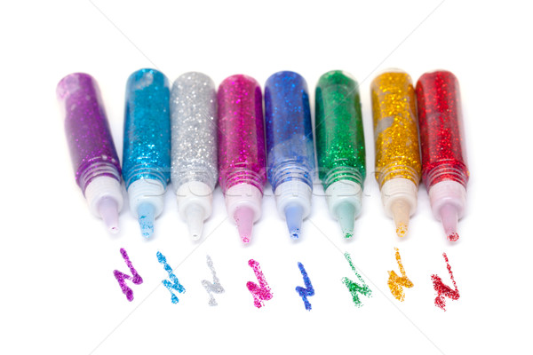 [[stock_photo]]: Coloré · colle · stylos · blanche