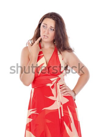 肖像 若い女性 赤いドレス 白 顔 ストックフォト © Discovod