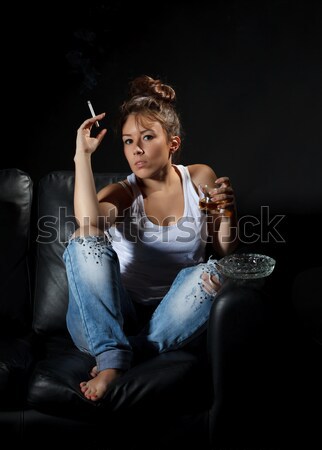 Woman smoking and alcoholic drinking Stock photo © Discovod