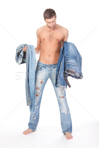 Man wat dragen cool shirtless modieus Stockfoto © Discovod