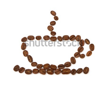 Foto stock: Taza · granos · de · café · blanco · beber · Servicio · negro