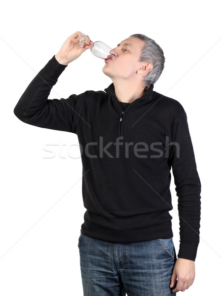 Man drink a glass of red port wine Stock photo © Discovod