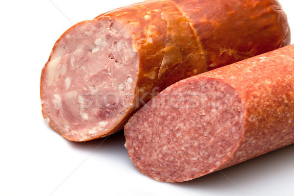 Salchicha blanco rojo carne almuerzo corte Foto stock © Discovod