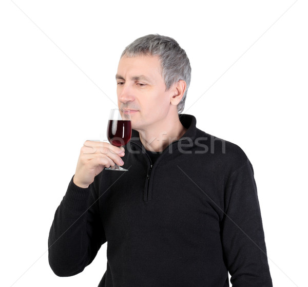 Man holding a glass of red port wine Stock photo © Discovod