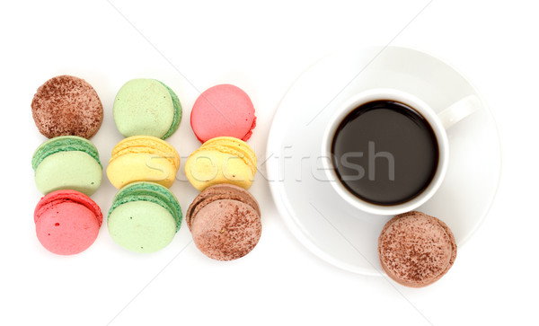 Colorful Macaroon and cup of coffee Stock photo © Discovod
