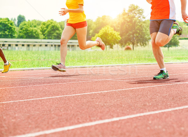 Foto stock: Atletas · corrida · seguir