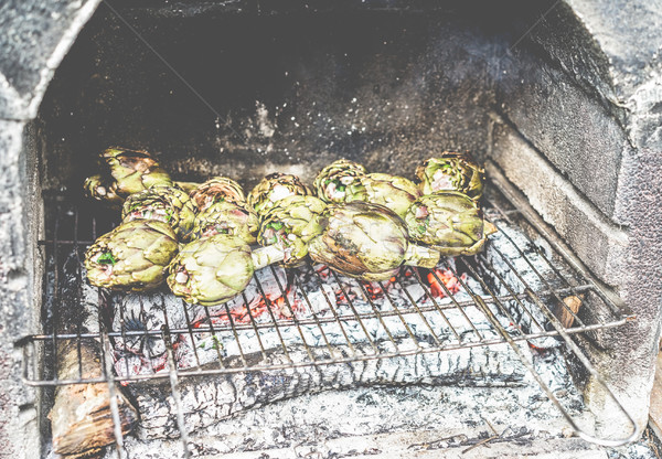 Foto d'archivio: Cotto · ripieno · legno · barbecue · vegetariano · gustoso