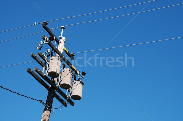Foto stock: Utilidad · polo · eléctrica · poder · electricidad · cables