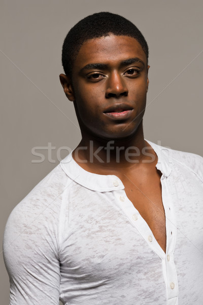 Homme noir élégant jeunes blanche shirt [[stock_photo]] © disorderly