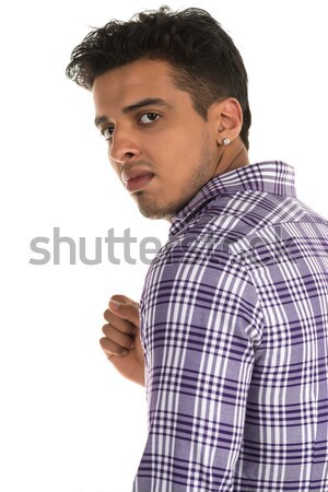 Człowiek przystojny młodych indian piękna niebieski Zdjęcia stock © disorderly