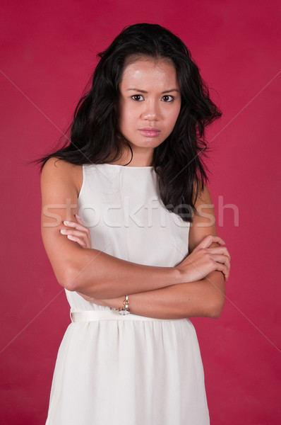 Singapur mujer esbelto jóvenes chino vestido blanco Foto stock © disorderly