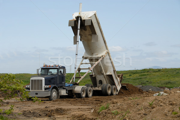 [[stock_photo]]: Camion · charger · saleté · parc · montagne · vue