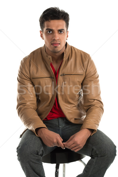 Intenzív férfi jóképű fiatal indiai szépség Stock fotó © disorderly