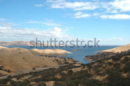 Víztározó tó dombok Kalifornia barna ellátás Stock fotó © disorderly