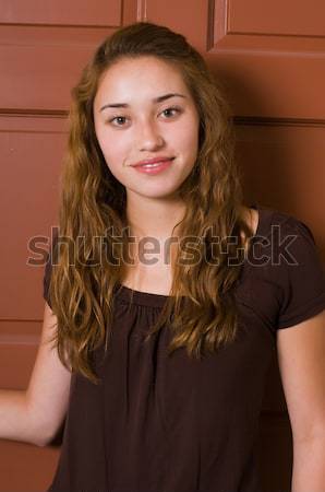 Brunette mince jeunes court bleu [[stock_photo]] © disorderly