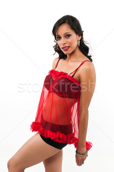 Csinos fiatal fekete piros lány szexi Stock fotó © disorderly