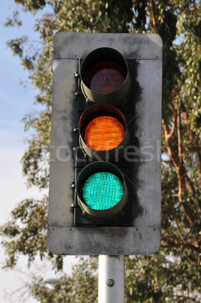 Semáforo pólo verde amarelo tráfego segurança Foto stock © disorderly