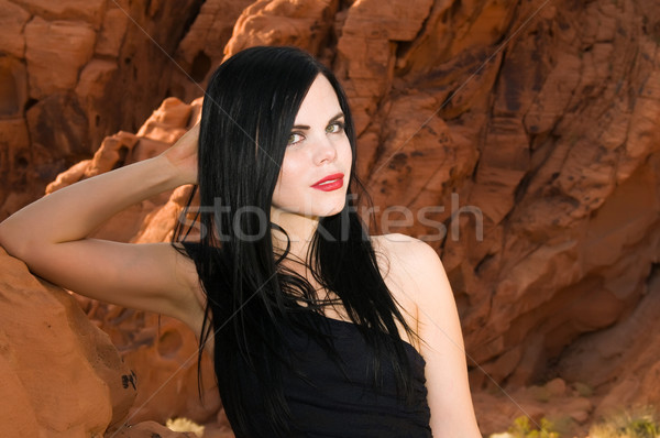 Cheveux noirs belle jeunes noir femme rouge [[stock_photo]] © disorderly