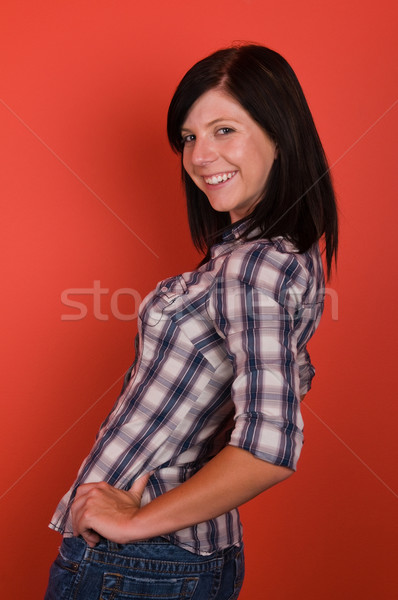 Bruneta destul de subtire vestic cămaşă Imagine de stoc © disorderly