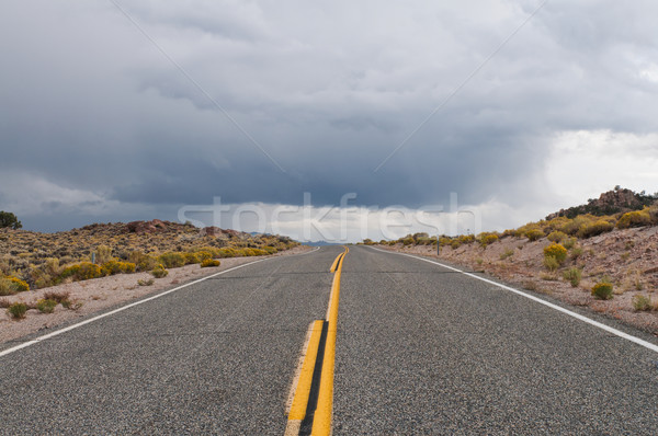 Stockfoto: Snelweg · woestijn · meer · Californië · hemel · wolken