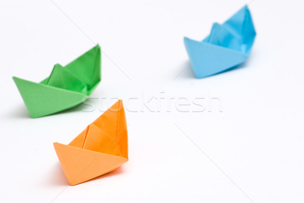Stockfoto: Papier · schepen · achtergrond · schip · team · speelgoed