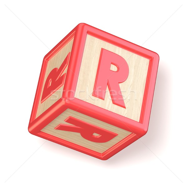 Letter R wooden alphabet blocks font rotated. 3D Stock photo © djmilic