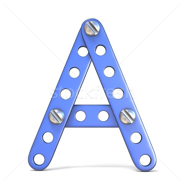 Alphabet made of blue metal constructor toy Letter A 3D Stock photo © djmilic