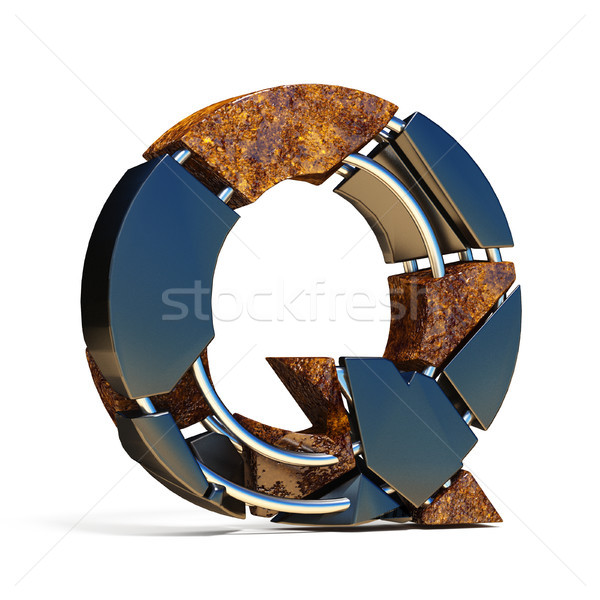 Czarny brązowy złamanie chrzcielnica litera q 3D Zdjęcia stock © djmilic