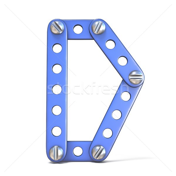 Alphabet made of blue metal constructor toy Letter D 3D Stock photo © djmilic