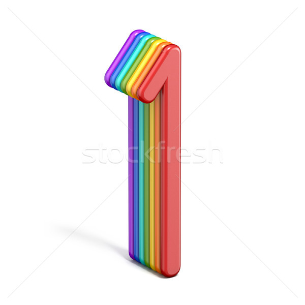 Rainbow font number 1 ONE 3D Stock photo © djmilic