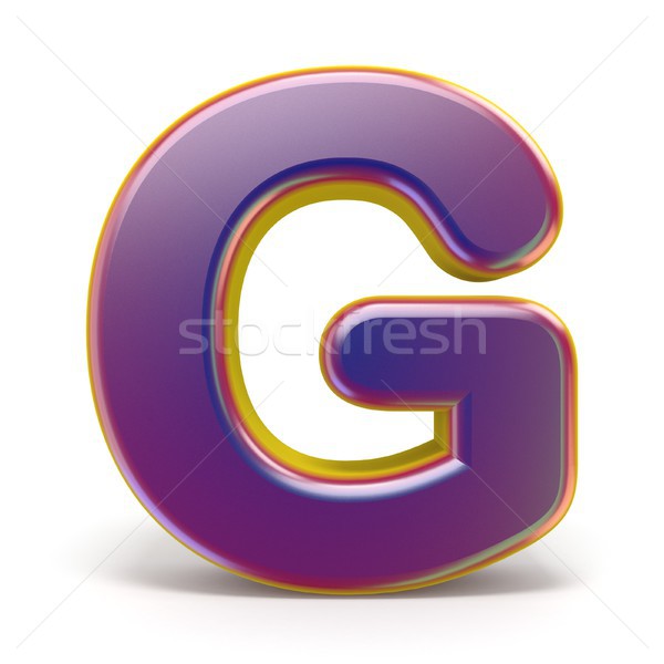 Letter G purple font yellow outlined 3D Stock photo © djmilic