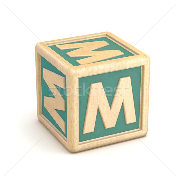 Stok fotoğraf: Mektup · m · ahşap · alfabe · bloklar · 3D