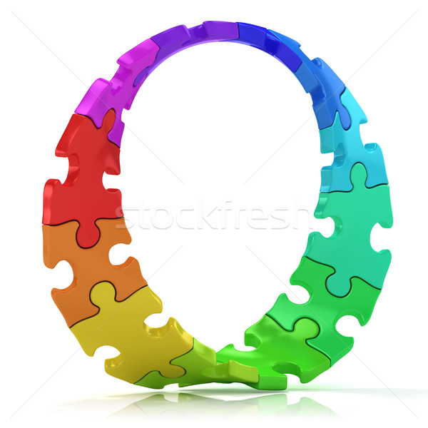 Twisted circle of colorful jigsaw puzzles Stock photo © djmilic