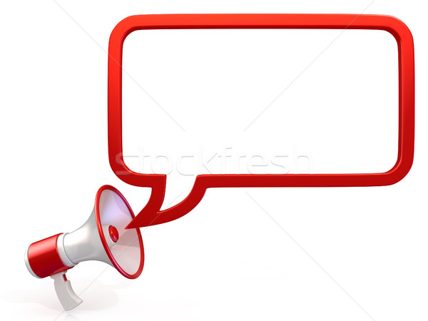 Stock photo: New red megaphone with bubble speech. 3D