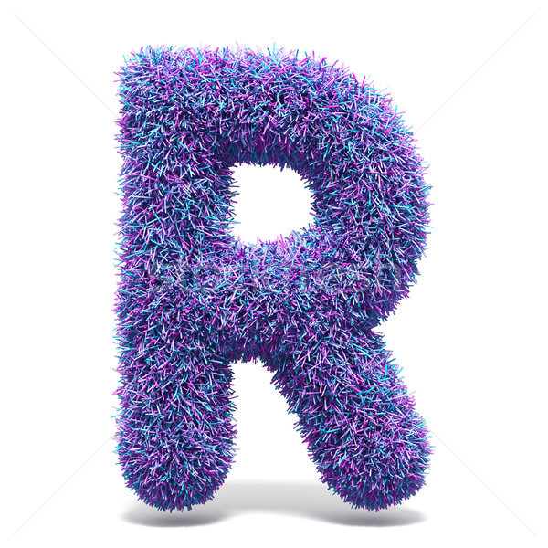 紫色 毛皮 字母r 3d圖 三維渲染 插圖 商業照片 © djmilic