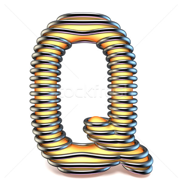 Orange yellow letter Q in metal cage 3D Stock photo © djmilic