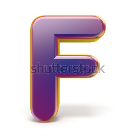 Letter E purple font yellow outlined 3D Stock photo © djmilic