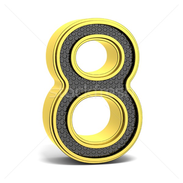 Golden and black round font. Number 8. 3D Stock photo © djmilic