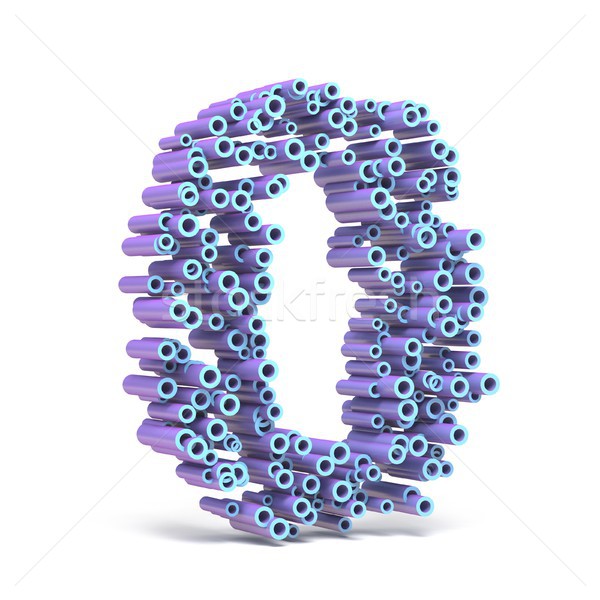 Purple blue font made of tubes NUMBER ZERO 0 3D Stock photo © djmilic