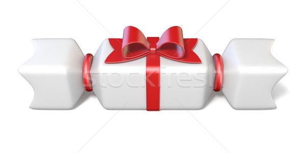 White gift box and red ribbon bow 3D Stock photo © djmilic